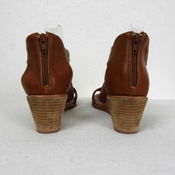 Euro Soft by Sofft Wedge Sandals Women's Size 9M Brown Zip Back Strappy Comfort - Picture 7 of 14
